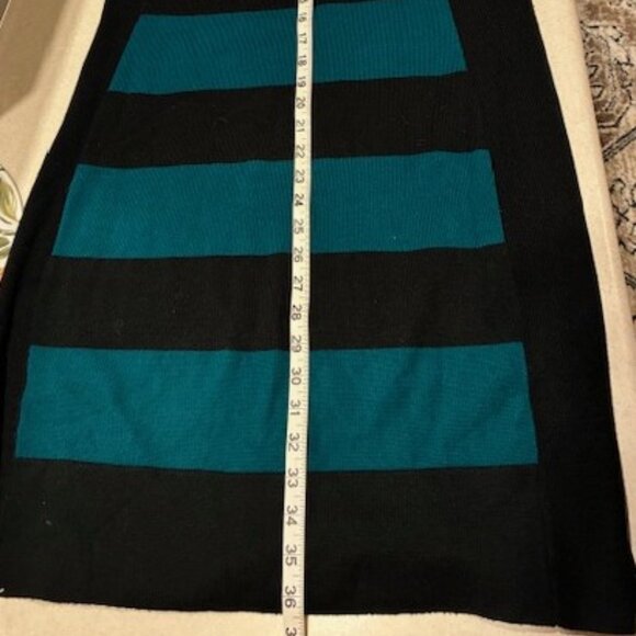 Studio One Women's Colorblock Green Black White Sweater Knit Dress Sz L Holiday - Picture 7 of 9
